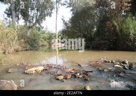 Abseits der ausgetretenen Pfade in Israel EIN natürlicher Weg weiter Die Ufer des Flusses Yarkon Stockfoto