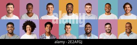 Set von multiethnischen Männern unterschiedlichen Alters Porträts Stockfoto