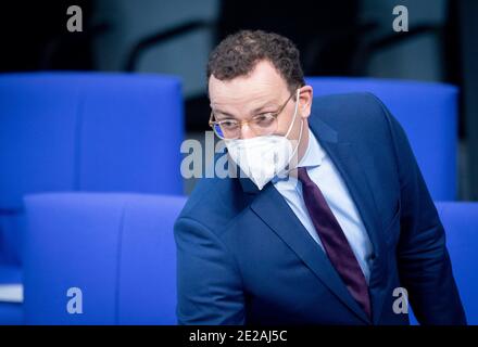 Berlin, Deutschland. Januar 2021. Bundesgesundheitsminister Jens Spahn (CDU) nimmt an der Sitzung des Bundestages Teil. Quelle: Kay Nietfeld/dpa/Alamy Live News Stockfoto