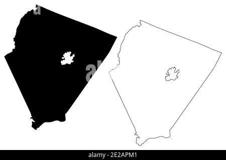 Albemarle County, Commonwealth of Virginia (U.S. County, United States of America, USA, U.S., US) Kartenvektordarstellung, Scribble Sketch Albemarle m Stock Vektor