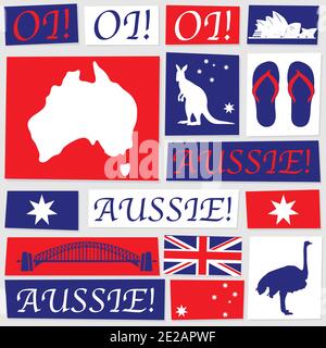 Papier Australien Tag blau und rot Stock Vektor