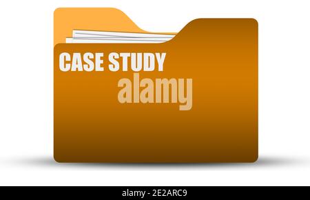 Manila-Dateiordner mit der Aufschrift 'Fallstudie' isoliert auf Ein weißer Hintergrund Stockfoto