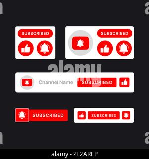 Social Media Subscribe Unterer Dritter Satz. Vektorgrafik Stock Vektor