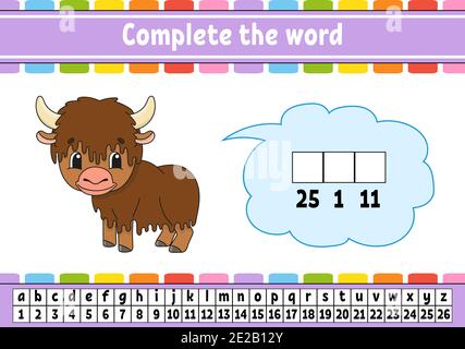 Führen Sie die Worte. Cipher Code. Vokabeln lernen und Zahlen. Bildung Entwicklung Arbeitsblatt. Aktivität Seite für Studium Englisch. Spiel für Kinder. Stock Vektor