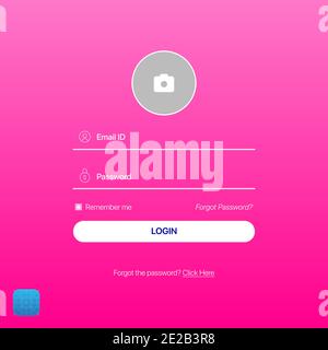 Anmeldebildschirm Rose Gradient UI-Konzept. Authorization Login Form Interface in Mobile oder Web Application. Vektorgrafik Stock Vektor