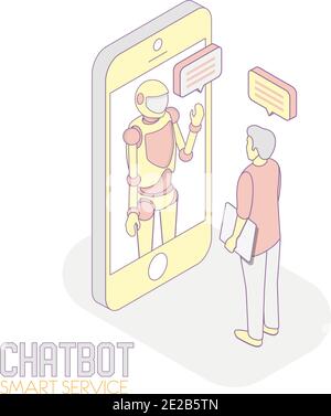 Chatbot Service Vektor isometrische Illustration Stock Vektor