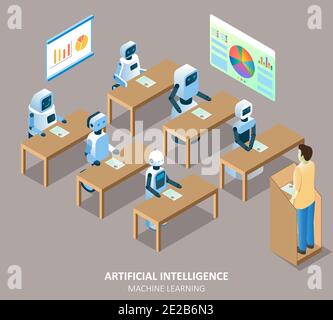 AI Machine Learning Vektor isometrische Illustration Stock Vektor