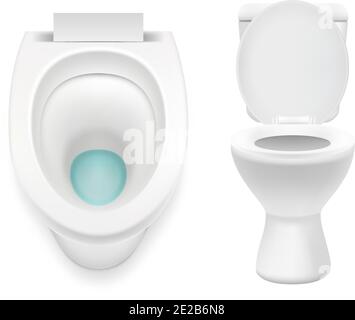 Weiße Toilette Symbol Set Vektor realistische Abbildung Stock Vektor