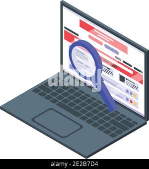 Symbol für die Online-Jobsuche für Laptops. Isometrisch von Laptop-Online-Job-Suche Vektor-Symbol für Web-Design isoliert auf weißem Hintergrund Stock Vektor