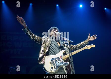 Nile Rodgers live bei der Liverpool Music Week, Liverpool, England, Großbritannien. Stockfoto