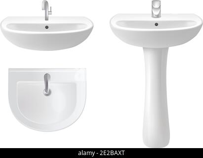 Waschbecken Symbol Set Vektor realistische Illustration Stock Vektor