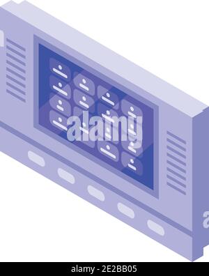Symbol für die Türverriegelung auf dem Bedienfeld. Isometrisches Vektor-Symbol für Türverriegelung auf dem Bedienfeld für Webdesign auf weißem Hintergrund isoliert Stock Vektor