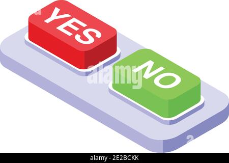 Symbol „Ja“ oder „Keine Chance“. Isometrisches Vektor-Symbol für Ja oder Nein für Webdesign auf weißem Hintergrund isoliert Stock Vektor