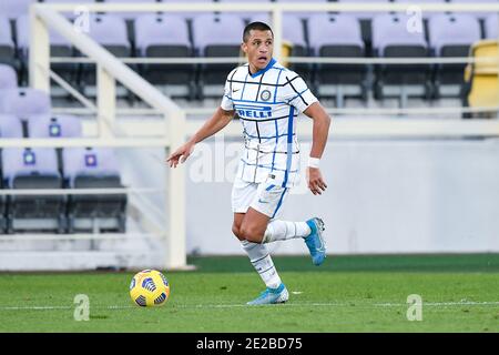 Florenz, Italien. Januar 2021. Alexis Sanchez vom FC Internazionale beim Coppa Italia Spiel zwischen Fiorentina und FC Internazionale im Stadio Artemio Franchi, Florenz, Italien am 13. Januar 2021. Kredit: Giuseppe Maffia/Alamy Live Nachrichten Stockfoto