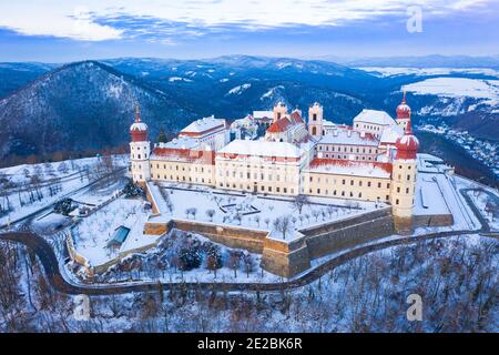Kloster Gottweig in Wachau. Schönes Wahrzeichen in Niederösterreich, Europa im Winter. Stockfoto