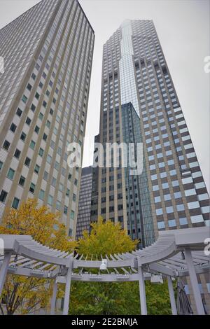 Blick vom Prudential Plaza auf den nebligen Herbsttag, Chicago, Illinois, 2019 Stockfoto