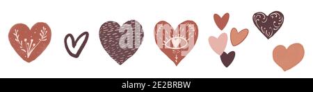 Boho Valentine Day Set besteht aus sechs Gnomen mit Herzen, Luftballons, Brief, ein Holzschild Stockfoto