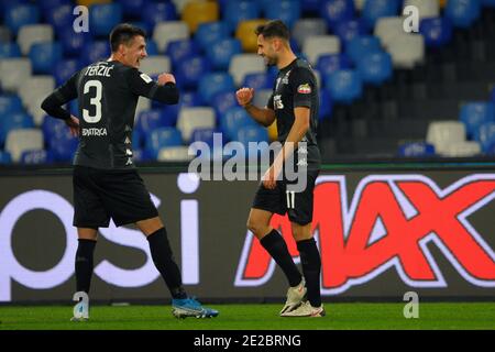 Diego Armando Maradona Stadion, Neapel, Italien, 13 Jan 2021, Glück von Nedim Bajrami (Empoli FC) während SSC Napoli gegen Empoli FC, Italienischer Fußball Coppa Italia Spiel - Foto Renato Olimpio / LM Stockfoto