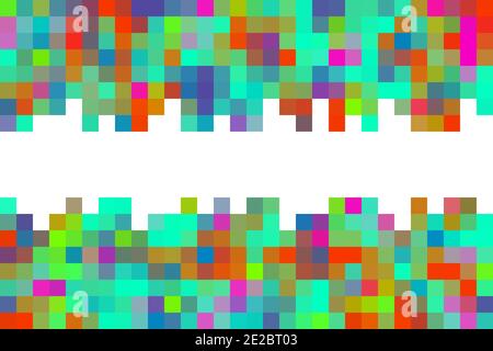 Bunt von Pixel Gradienten Textur zufällige horizontale Mosaik. Mosaikmuster mit großen Quadraten. Stockfoto
