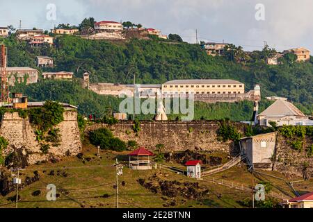 Polizeihauptquartier in St. George's, Hauptstadt von Grenada Stockfoto