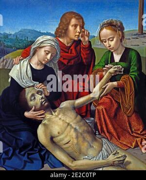 Klage 1505 von Gerard DAVID 1450 - 1523 Belgien Belgien Niederlande Klage über Christus, nachdem Jesus gekreuzigt wurde, wurde sein Leib vom Kreuz entfernt, seine Freunde trauerten über seinen Leib, Stockfoto