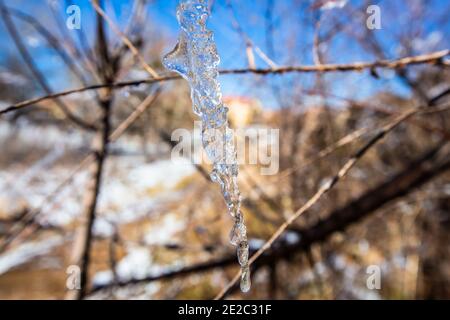 Eisgekühlte Wassertropfen in Ifrane Stadt Stockfoto