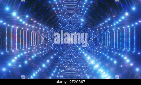 Blau cool Neon hell leuchtenden 3d Illustration Hintergrund Tapete Kunstwerk Design Stockfoto