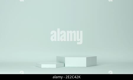 Sechseckige Podien. 3d-Illustration. Minimalkonzept Stockfoto