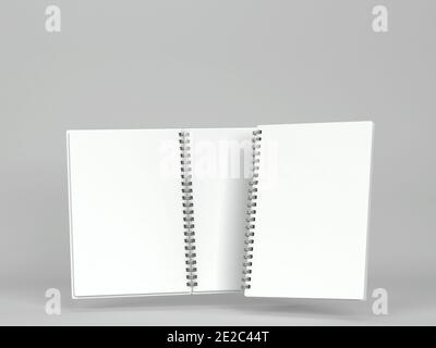 Leeres Notebook-Modell. 3d-Darstellung auf grauem Hintergrund Stockfoto
