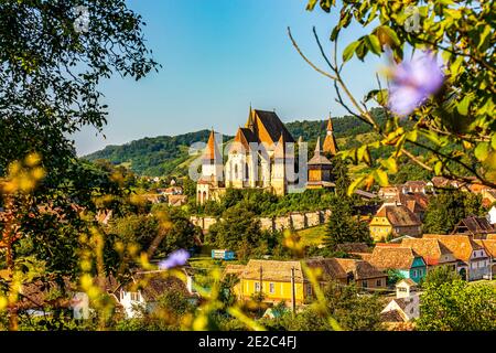 Das mittelalterliche sächsische Dorf Biertan und seine befestigte Kirche. Foto aufgenommen am 23. August 2020 in Biertan, Kreis Sibiu, Rumänien. Stockfoto