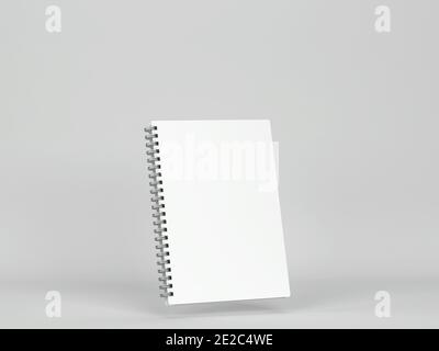 Leeres Notebook-Modell. 3d-Darstellung auf grauem Hintergrund Stockfoto