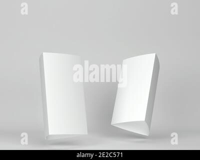 Modell mit leerer Dreieckkarte. 3d-Darstellung auf grauem Hintergrund Stockfoto