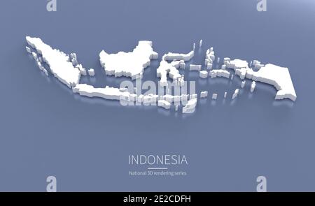 Indonesienkarte. 3d-Rendering von Karten von Ländern. Stockfoto