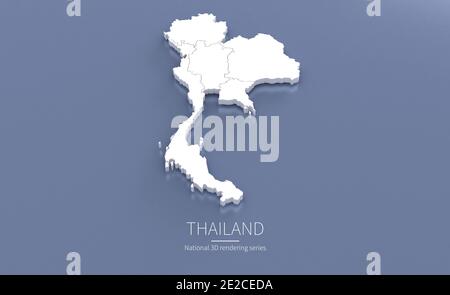 Thailand Karte. 3d-Rendering von Karten von Ländern. Stockfoto