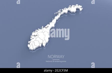 Norwegen-Karte. 3d-Rendering von Karten von Ländern. Stockfoto