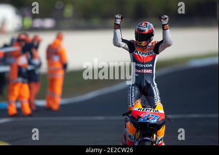 Der australische MotoGP-Weltmeister Casey Stoner von Honda HRC beim Rennen des Australia Grand Prix in Phillip Island, Australien, am 16. Oktober 2011. Foto von Malkon/ABACAPRESS.COM Stockfoto