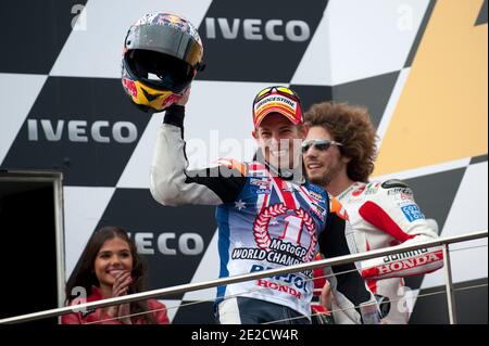 Der australische MotoGP-Weltmeister Casey Stoner von Honda HRC beim Rennen des Australia Grand Prix in Phillip Island, Australien, am 16. Oktober 2011. Foto von Malkon/ABACAPRESS.COM Stockfoto