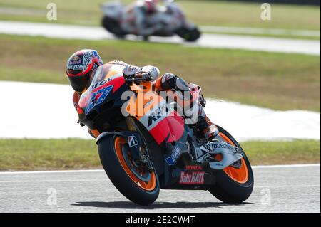 Der australische MotoGP-Weltmeister Casey Stoner von Honda HRC beim Rennen des Australia Grand Prix in Phillip Island, Australien, am 16. Oktober 2011. Foto von Malkon/ABACAPRESS.COM Stockfoto