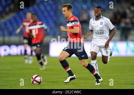 Benoit Pedretti von Lille beim Fußballspiel der Ersten Liga, AJ Auxerre gegen Lille OSC in Auxerre, Frankreich, am 15. Oktober 2011. Lille gewann 3:1. Foto von Henri Szwarc/ABACAPRESS.COM Stockfoto