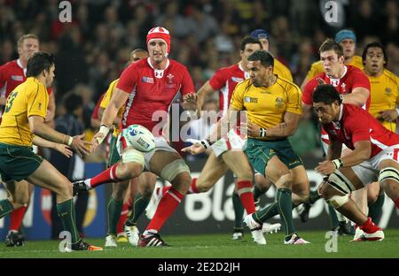 Australien besiegt Wales 21 bis 18 während des Rugby World Cup Bronzemedaillenspiels 2011 im Eden Park in Auckland, Neuseeland am 21. Oktober 2011. Foto von Lionel Hahn/ABACAPRESS.COM Stockfoto