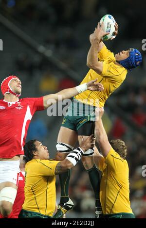 Australien besiegt Wales 21 bis 18 während des Rugby World Cup Bronzemedaillenspiels 2011 im Eden Park in Auckland, Neuseeland am 21. Oktober 2011. Foto von Lionel Hahn/ABACAPRESS.COM Stockfoto