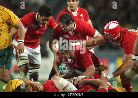 Australien besiegt Wales 21 bis 18 während des Rugby World Cup Bronzemedaillenspiels 2011 im Eden Park in Auckland, Neuseeland am 21. Oktober 2011. Foto von Lionel Hahn/ABACAPRESS.COM Stockfoto