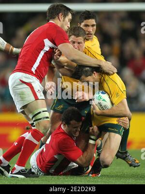 Australien besiegt Wales 21 bis 18 während des Rugby World Cup Bronzemedaillenspiels 2011 im Eden Park in Auckland, Neuseeland am 21. Oktober 2011. Foto von Lionel Hahn/ABACAPRESS.COM Stockfoto
