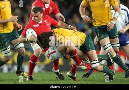 Australien besiegt Wales 21 bis 18 während des Rugby World Cup Bronzemedaillenspiels 2011 im Eden Park in Auckland, Neuseeland am 21. Oktober 2011. Foto von Lionel Hahn/ABACAPRESS.COM Stockfoto