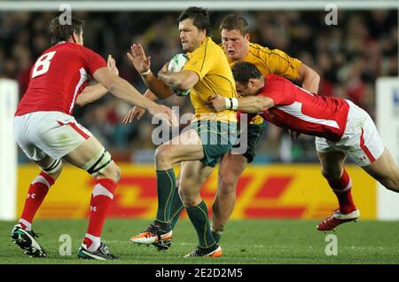 Australien besiegt Wales 21 bis 18 während des Rugby World Cup Bronzemedaillenspiels 2011 im Eden Park in Auckland, Neuseeland am 21. Oktober 2011. Foto von Lionel Hahn/ABACAPRESS.COM Stockfoto