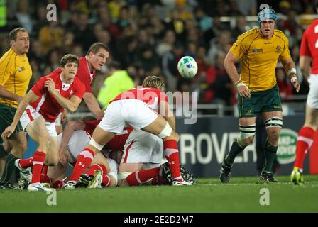 Australien besiegt Wales 21 bis 18 während des Rugby World Cup Bronzemedaillenspiels 2011 im Eden Park in Auckland, Neuseeland am 21. Oktober 2011. Foto von Lionel Hahn/ABACAPRESS.COM Stockfoto