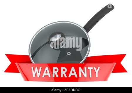 Garantiekonzept für Bratpfannen. 3D-Rendering auf weißem Hintergrund isoliert Stockfoto