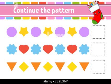 Das Muster fortsetzen. Arbeitsblatt zur Entwicklung von Schulungen. Spiel für Kinder. Aktivitätsseite. Puzzle für Kinder. Rätsel für Vorschule. Flach isolierter Vektor il Stock Vektor