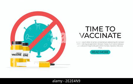 Zeit für die Impfung 2021 Konzept.Coronavirus Impfkonzept. Vektorgrafik Stock Vektor