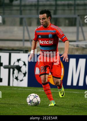 Mathieu Valbuena von Olympique de Marseille während des Fußballspieles der UEFA Champions League, Olympique de Marseille gegen Olympiakos Piraeus im Velodrome-Stadion in Marseille, Südfrankreich am 2. November 2011. Olympiakos gewann 1:0. Foto von Michel Clementz/ABACAPRESS.COM Stockfoto